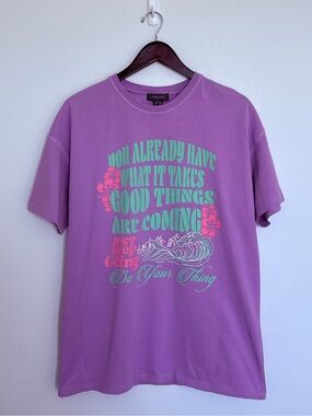 Primark Lavender Crewneck Tee with Mint Graphic